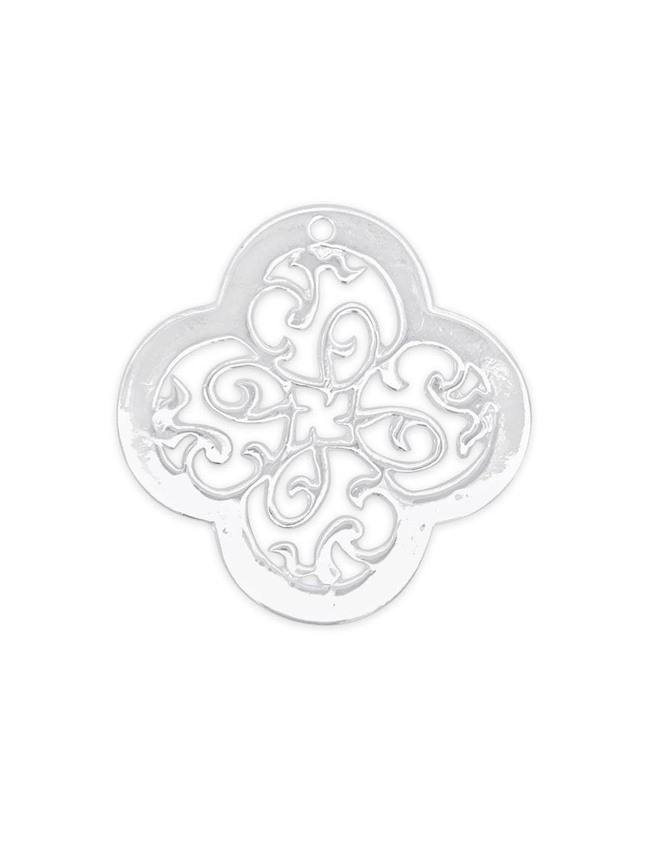 Blumen 21x21 mm 4 - blättriges Amulett mit Rand 3 mm poliert Blätter durchbrochen mit Loch ID 1.2 mm Silber 925 - Shanti Enterprise AG