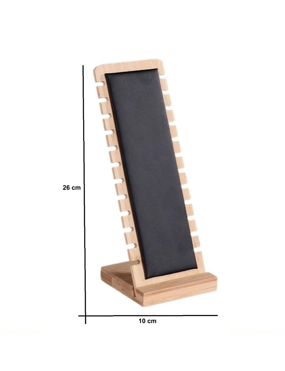 Display Holz mit schwarzem Leder Imitat 26×10 cm, mit Fuss - Shanti Enterprise AG