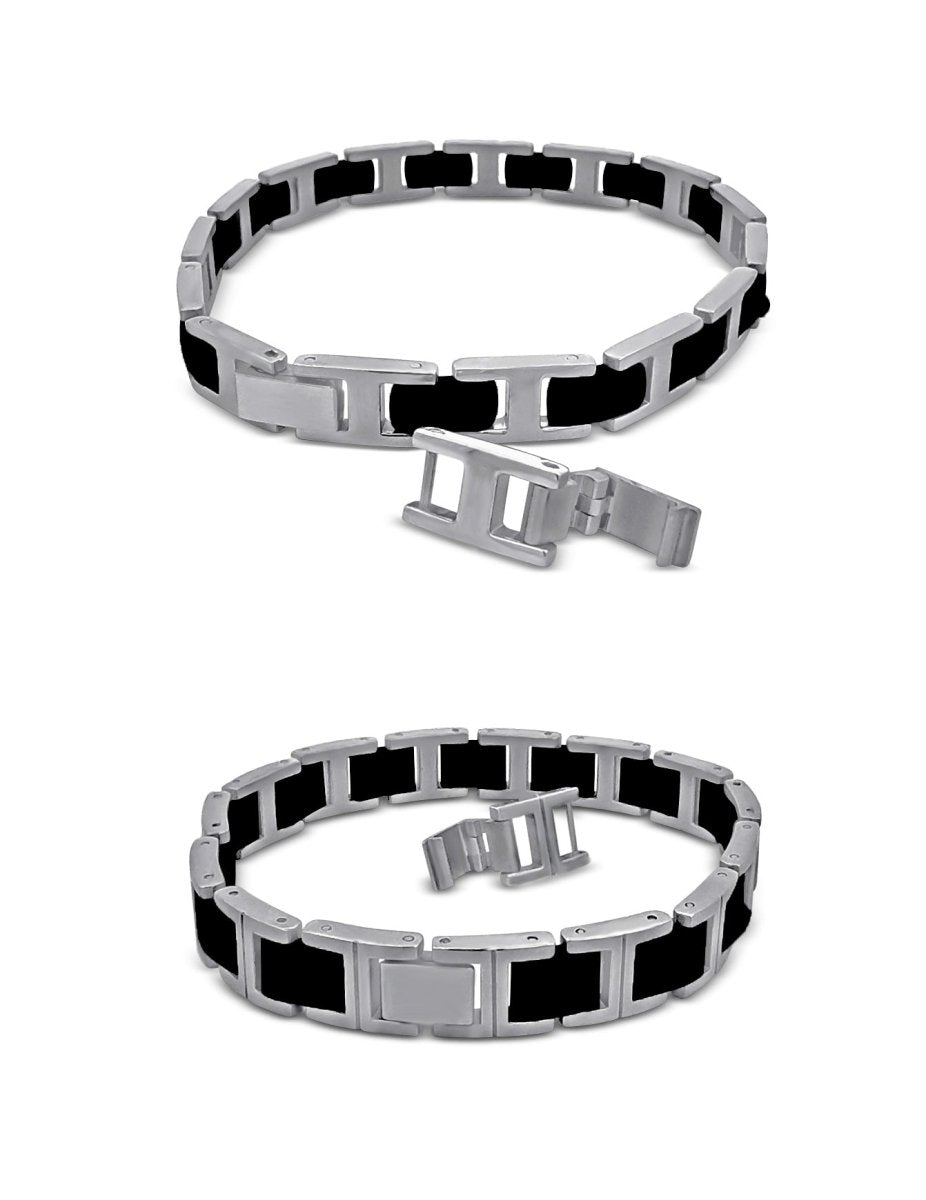 Edelstahl - Keramik Armband matt/schwarz breitverstellbar mit Klick Verschluss - Shanti Enterprise AG