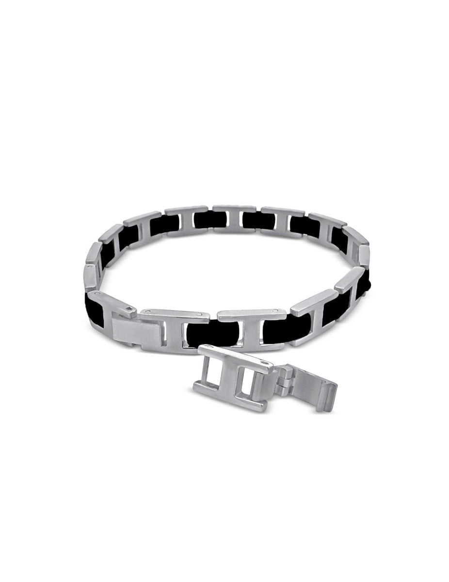 Edelstahl - Keramik Armband matt/schwarz breitverstellbar mit Klick Verschluss - Shanti Enterprise AG