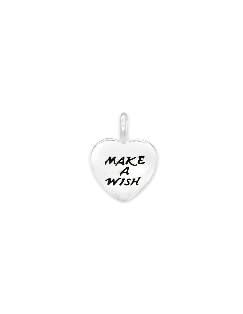 Make a Wish Herz Plaquette 12x11.5 mm Schriftzug fein Silber 925 1 Pack = 2 Stk. - Shanti Enterprise AG