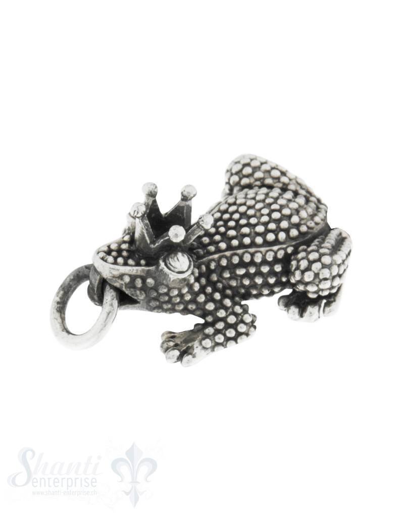 Anhänger Silber Frosch mit Krone 36x22 mm