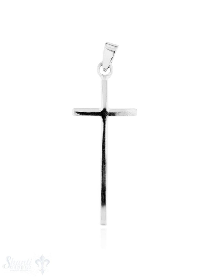 Anhänger Silber hell Kreuz fein länglich 44x18 mm - Shanti Enterprise AG