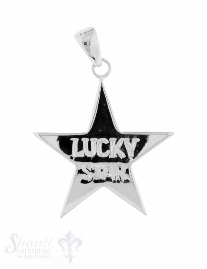 Anhänger Silber hell Stern "Lucky Star" 29 mm glat t Öse lose - Shanti Enterprise AG