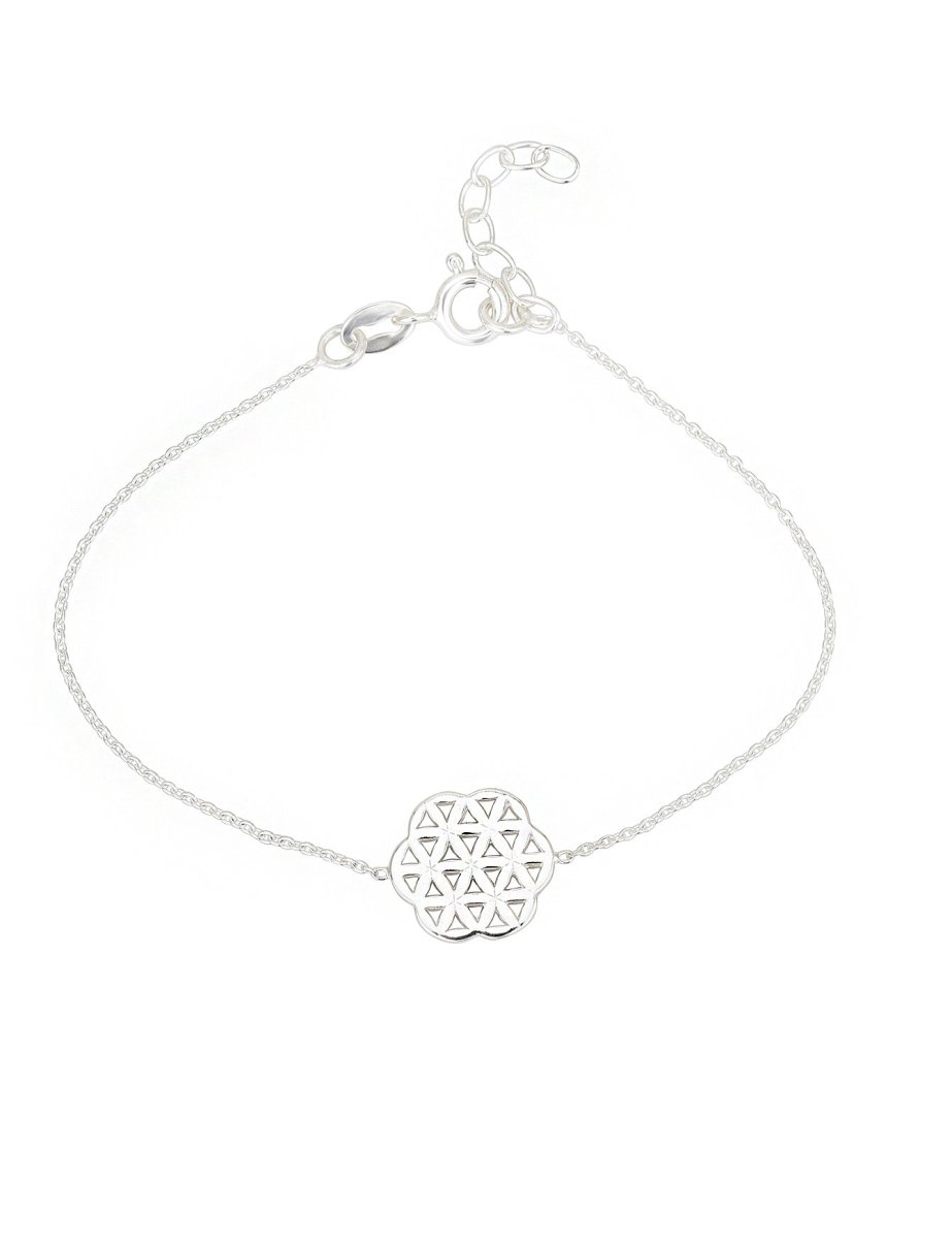 Blume d.Lebens Amulett 13 mm Armkette 16.5-18.5 cm Anker fein Federring Grösse verstellbar Silber 925 - Shanti Enterprise AG