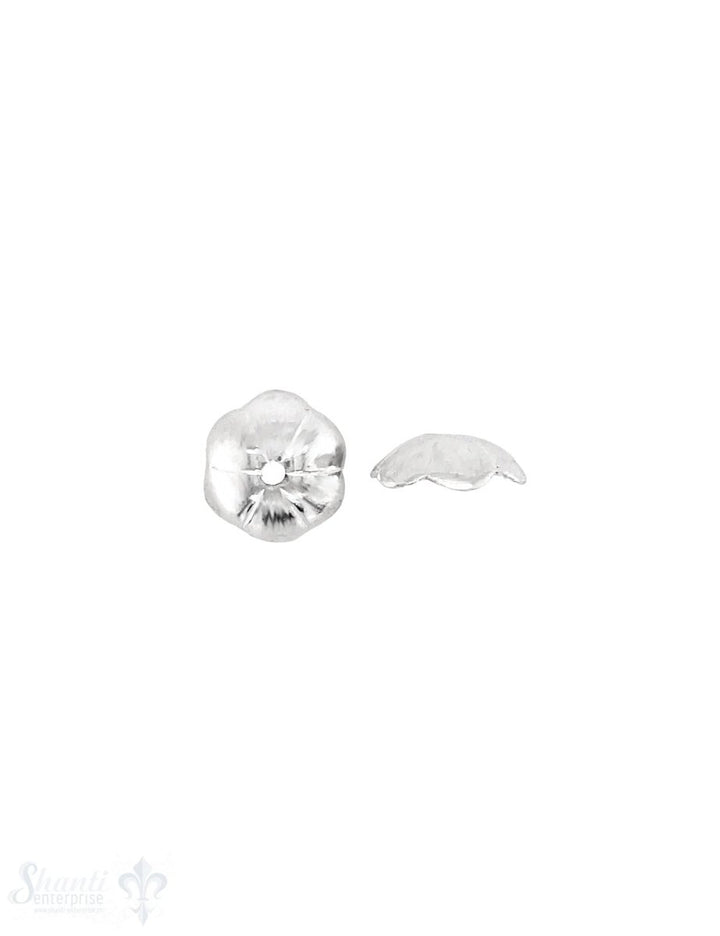 Blumen Perlkappe 13x4 mm 6-blättrig eingekerbt Silber 925 poliert ID 1.6 mm 1 Pack = 6 Stk. ca. 6 g - Shanti Enterprise AG