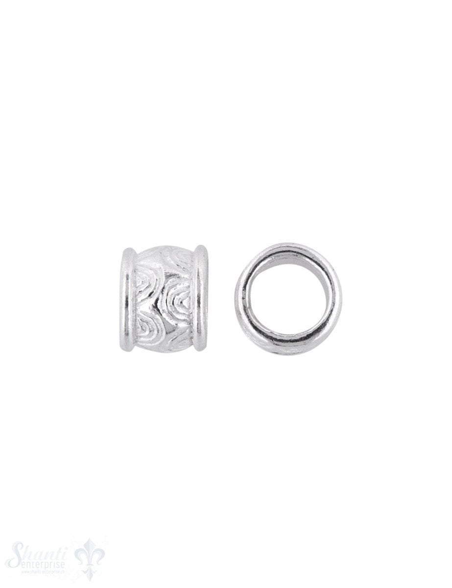 Grossloch-Zwischenteil Silber verziert 8x7 mm ID 5 .8 mm Halbkreise Pack = 4 Stk. ca. 5 gr. - Shanti Enterprise AG