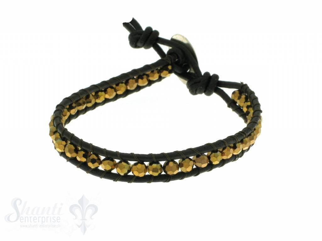 Leather Wrap Bracelet: gold cristal, 17 cm 1 x Handgelenk - Shanti Enterprise AG