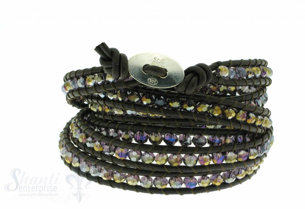 Leather Wrap Bracelet: violet cristal, 100 cm 6 x Handgelenk - Shanti Enterprise AG