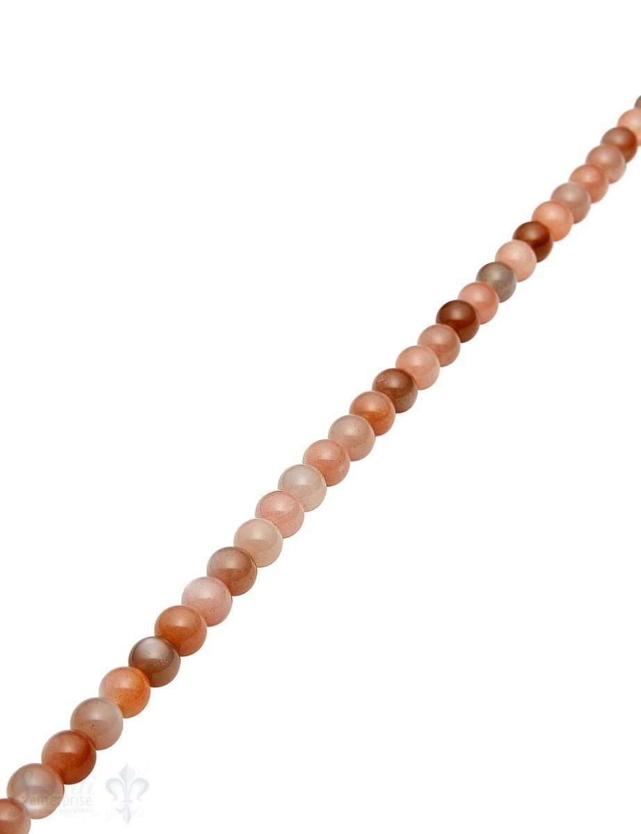 Mondstein Strang multicolor poliert Kugeln 6 mm AA (rund 6,0-6,5 mm) peach hell und dunkel - Shanti Enterprise AG