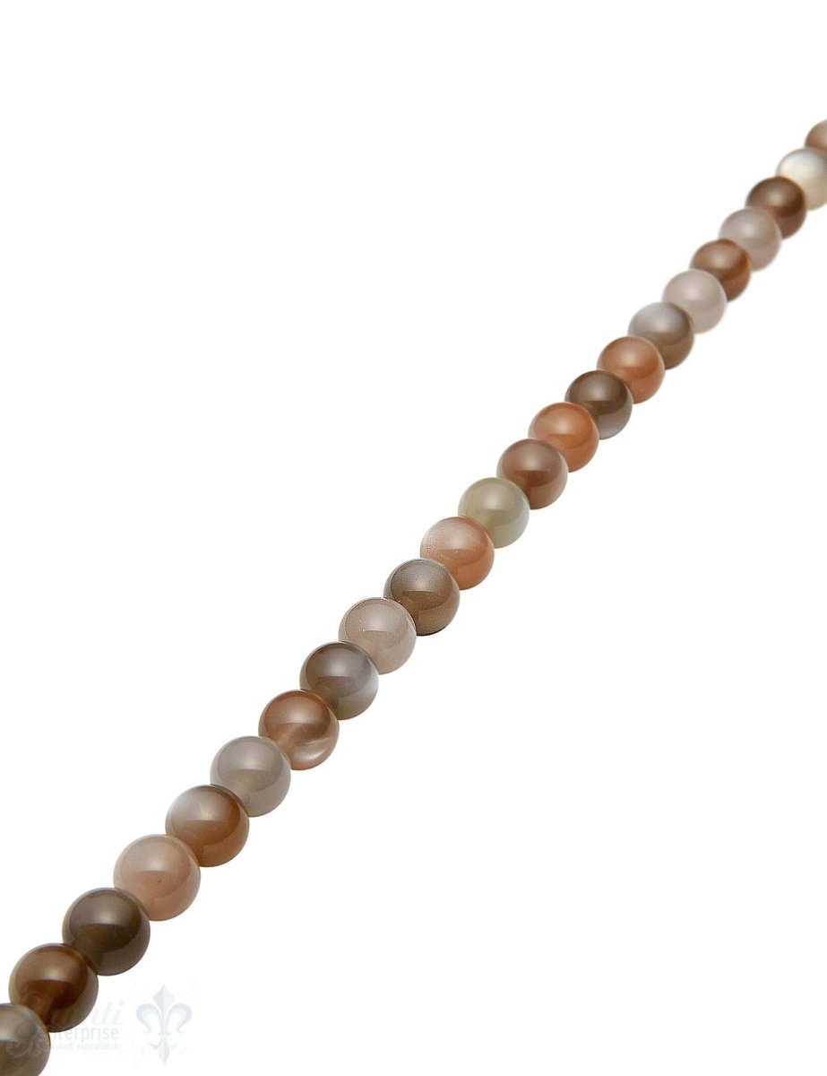 Mondstein Strang multicolor poliert Kugeln 8 mm AAA (rund 8,0-8,4 mm) grau-beige-peach - Shanti Enterprise AG