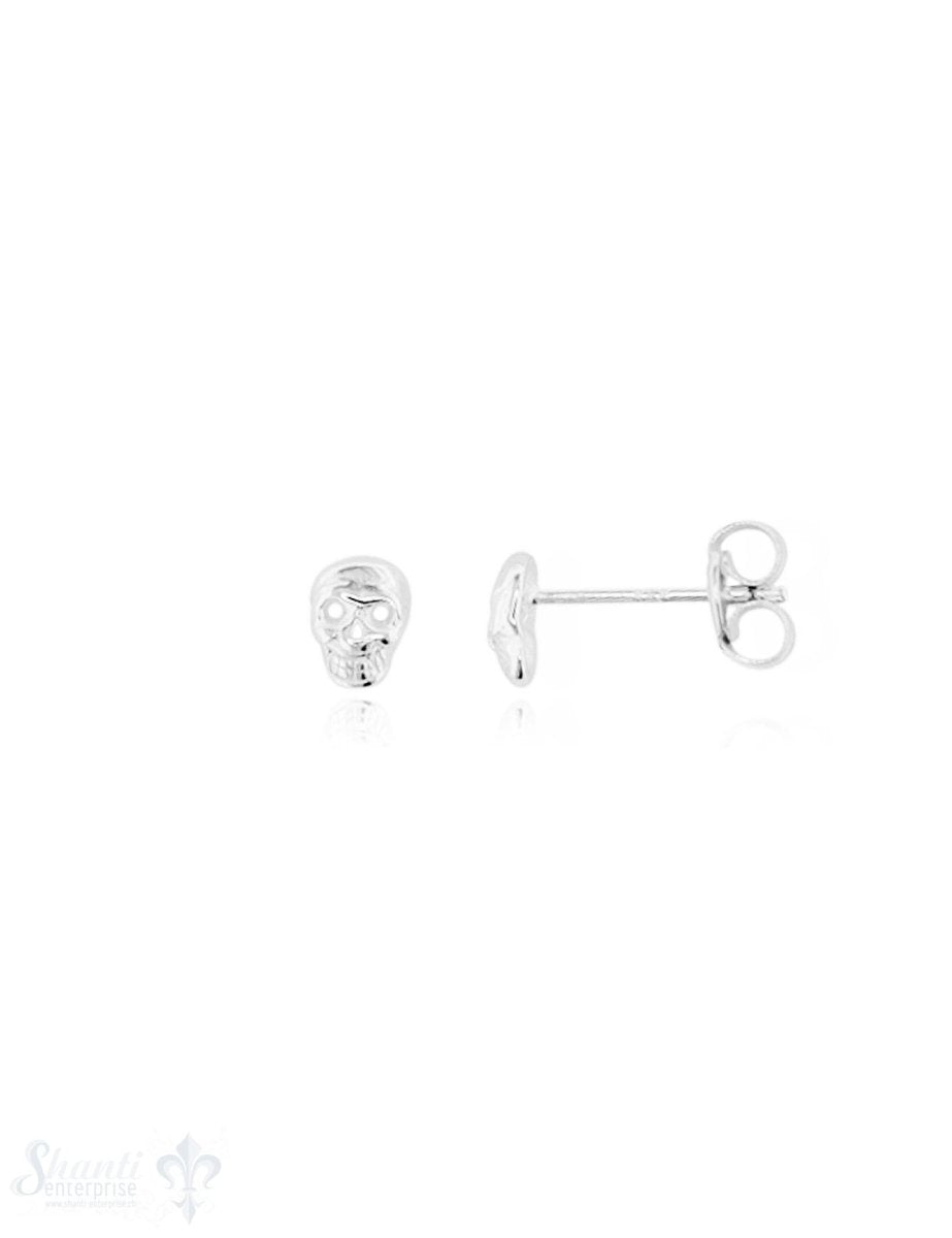 Ohrstecker Silber Totenkopf hell 6x4 mm - Shanti Enterprise AG