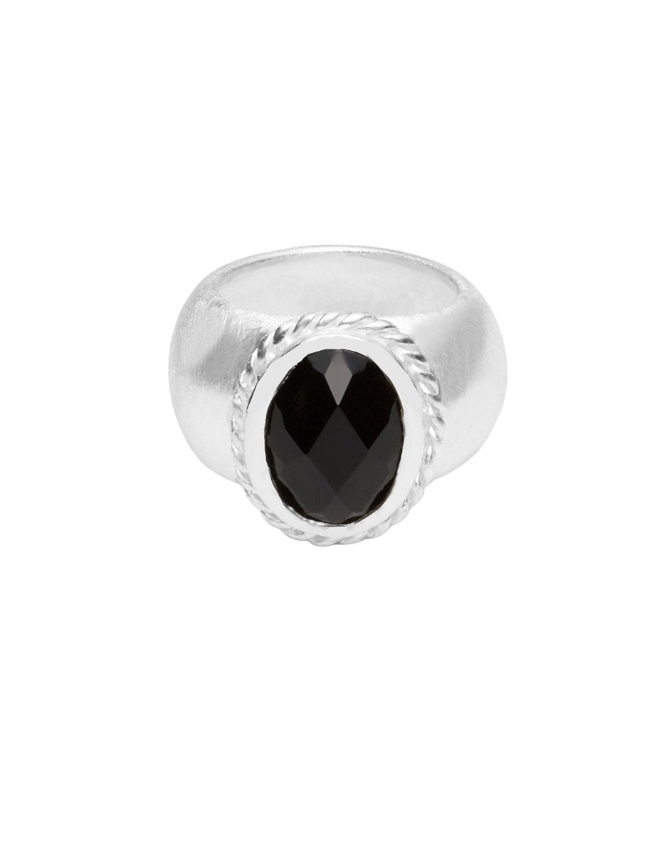 Onyx oval Ring gekratzt 14 mm breite Schiene - Shanti Enterprise AG