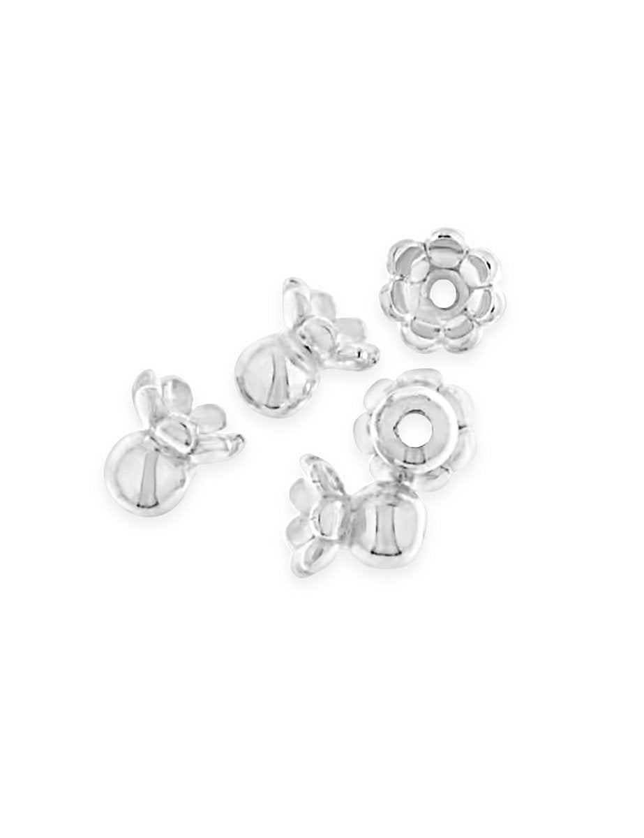 Perlkappe Silber Blume hoch 6x6,5 mm ID 1 mm 1 Pack = 10 Stk. ca. 5 gr. für 6 mm Perlen - Shanti Enterprise AG