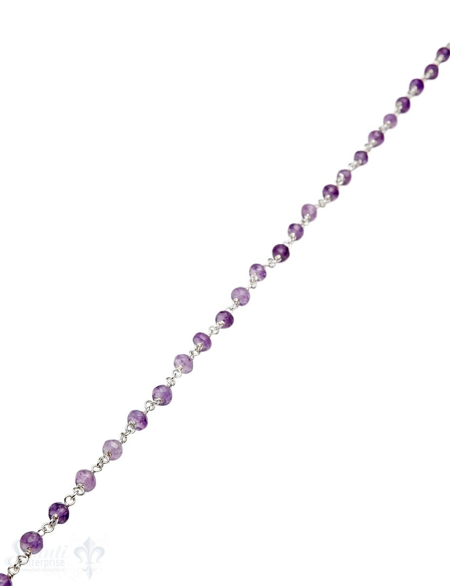 Rosenkranzkette Amethyst violett 4 mm Button face ttiert Silber Abschnittlänge wird angepasst per cm - Shanti Enterprise AG