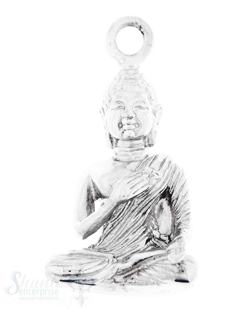 Silber-Anhänger:Buddha meditierend mit Oese poliert 13x22 mm - Shanti Enterprise AG