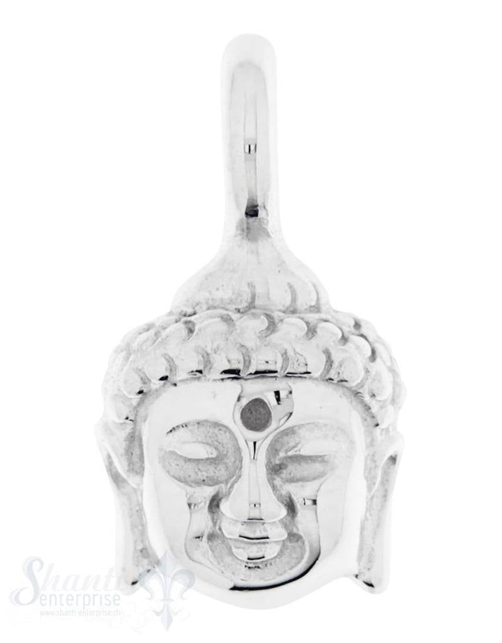 Silber-Anhänger:Buddhakopf mit Oese poliert 9x10 mm - Shanti Enterprise AG