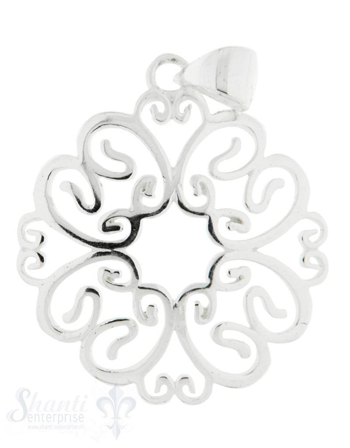 Silberanhänger Blumenornament durchbrochen mit Öse 23 mm - Shanti Enterprise AG