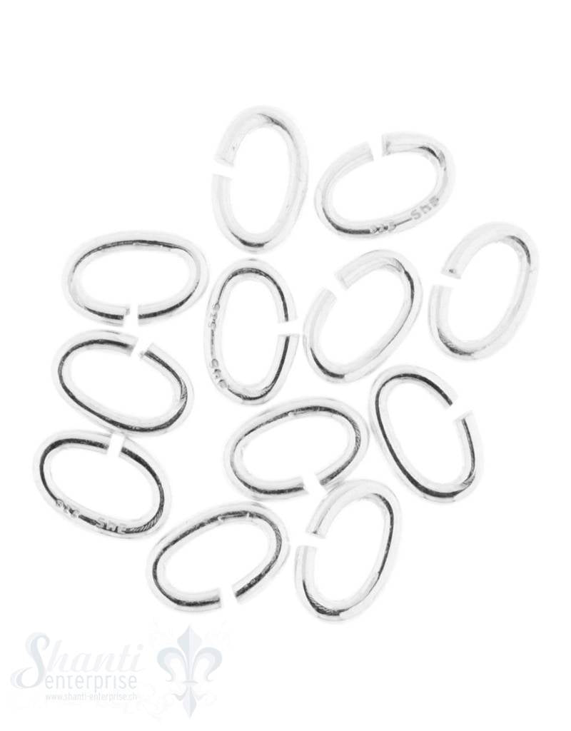 Silberjumpring oval offen 10x6.5 mm Dicke 1.6 mm poliert (ca. 12 Stk. / Pack) - Shanti Enterprise AG