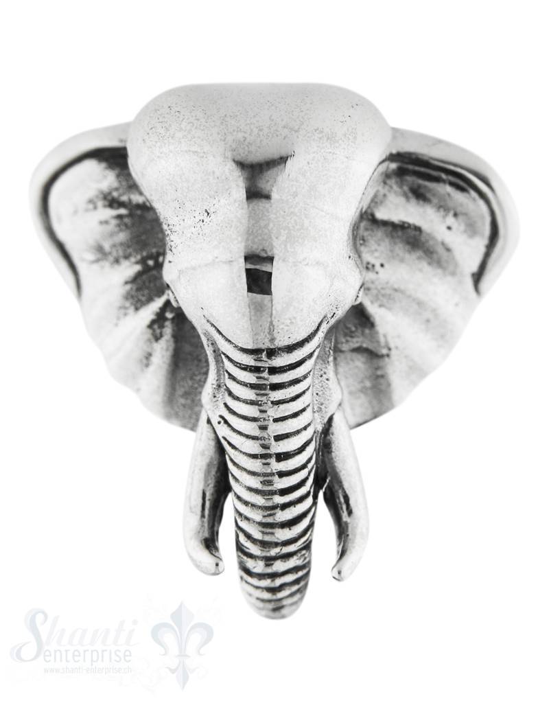 Silberring Elefantenkopf mit Rüssel geschwärzt - Shanti Enterprise AG