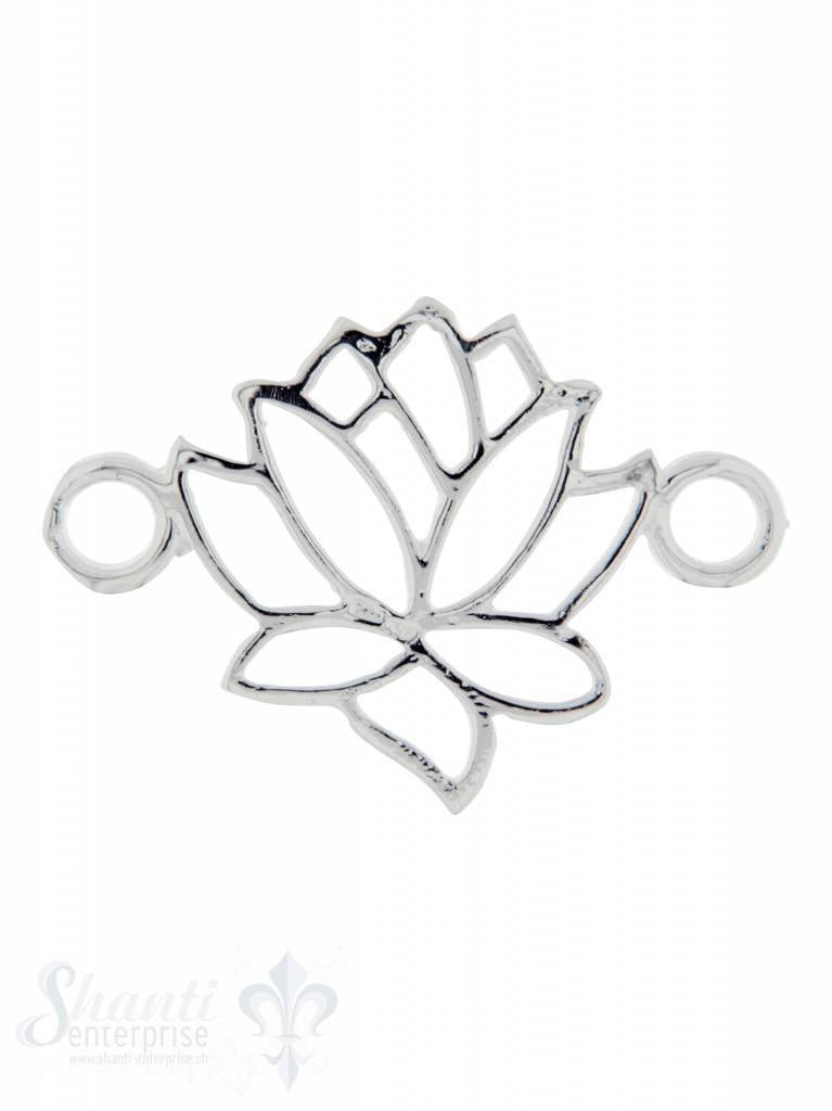 Silberteil mit Doppelösen: Lotus durchbrochen 27x18mm Dicke: 2.4 mm - Shanti Enterprise AG