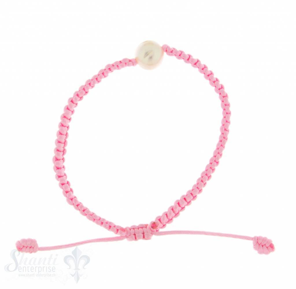 Viskose-Armband mit Perle: rosa 1-reihig, Grösse verstellbar - Shanti Enterprise AG