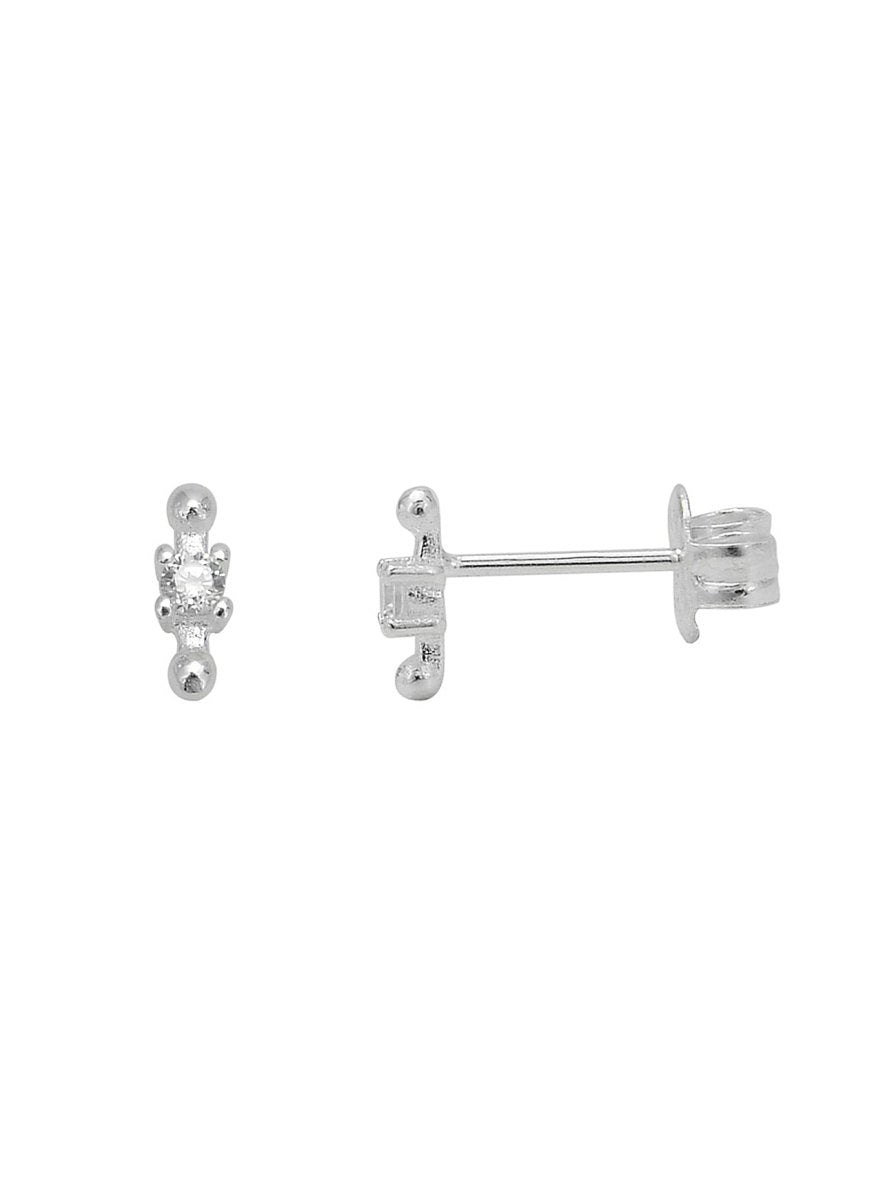 Zirkonia weiss Quadrat mit Steg Ohrstecker 6x2.5 mm mit Punkten - Shanti Enterprise AG