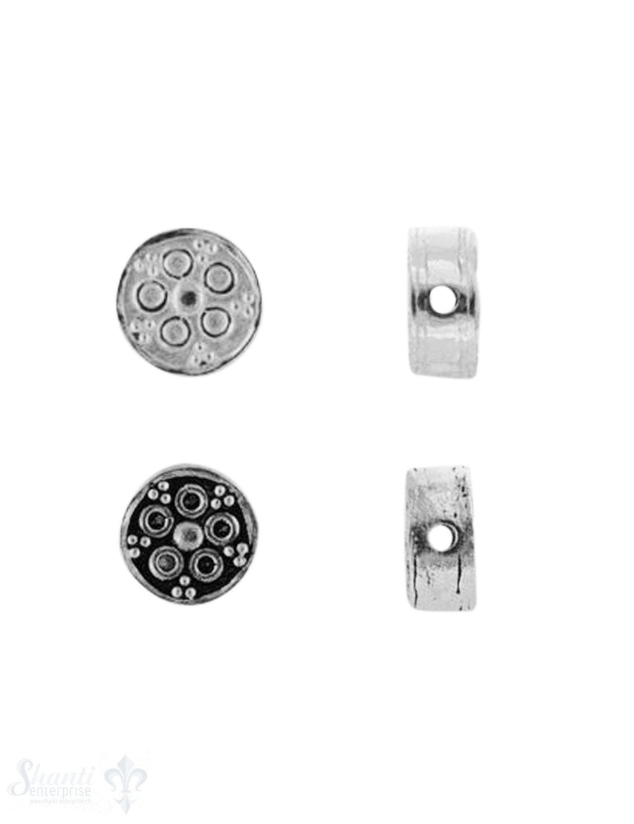 Zwischenteil Silber Blume gepunktet 8 mm Dicke 4.1 mm Loch 1.2 mm 1 Pack = 3 Stk. - Shanti Enterprise AG