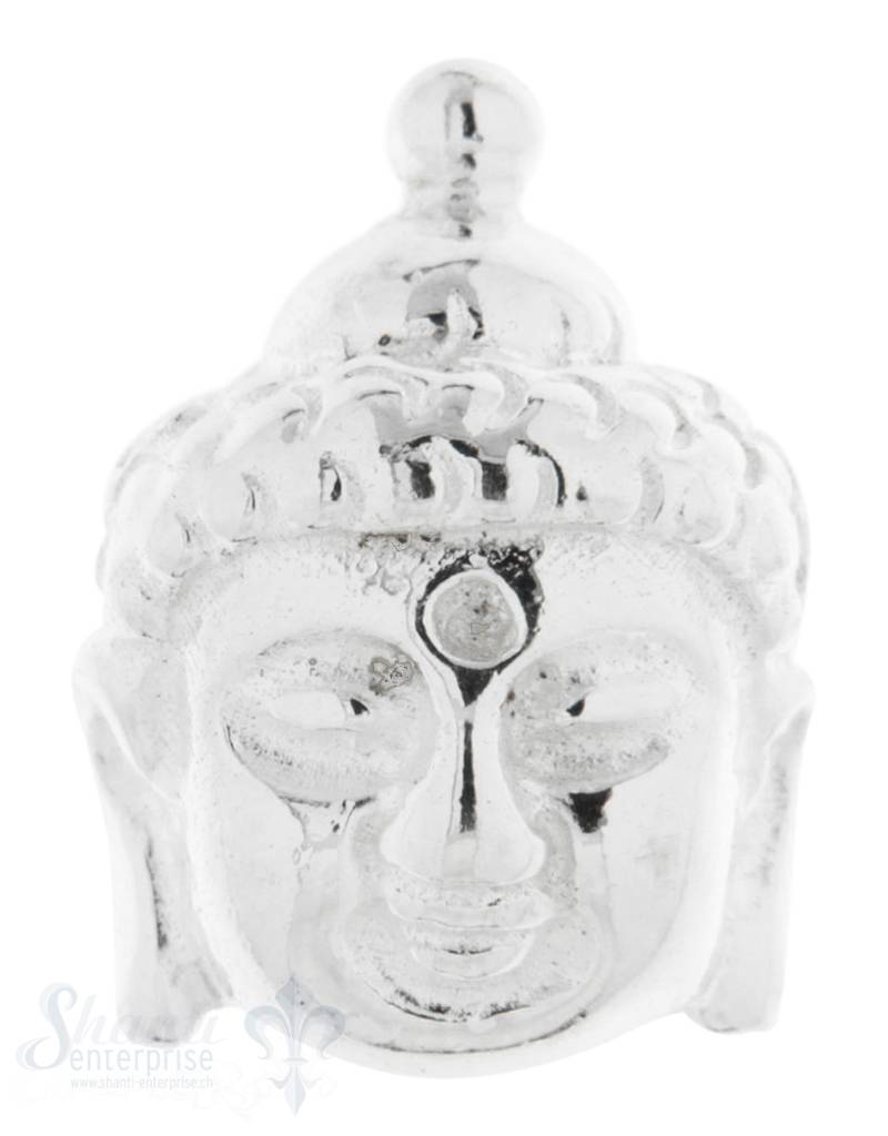 Zwischenteil Silber Buddhakopf 13x10 mm hell massiv Loch 0.6 mm quer - Shanti Enterprise AG